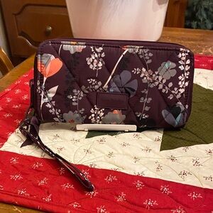Vera Bradley Dark Purple Floral Wristlet